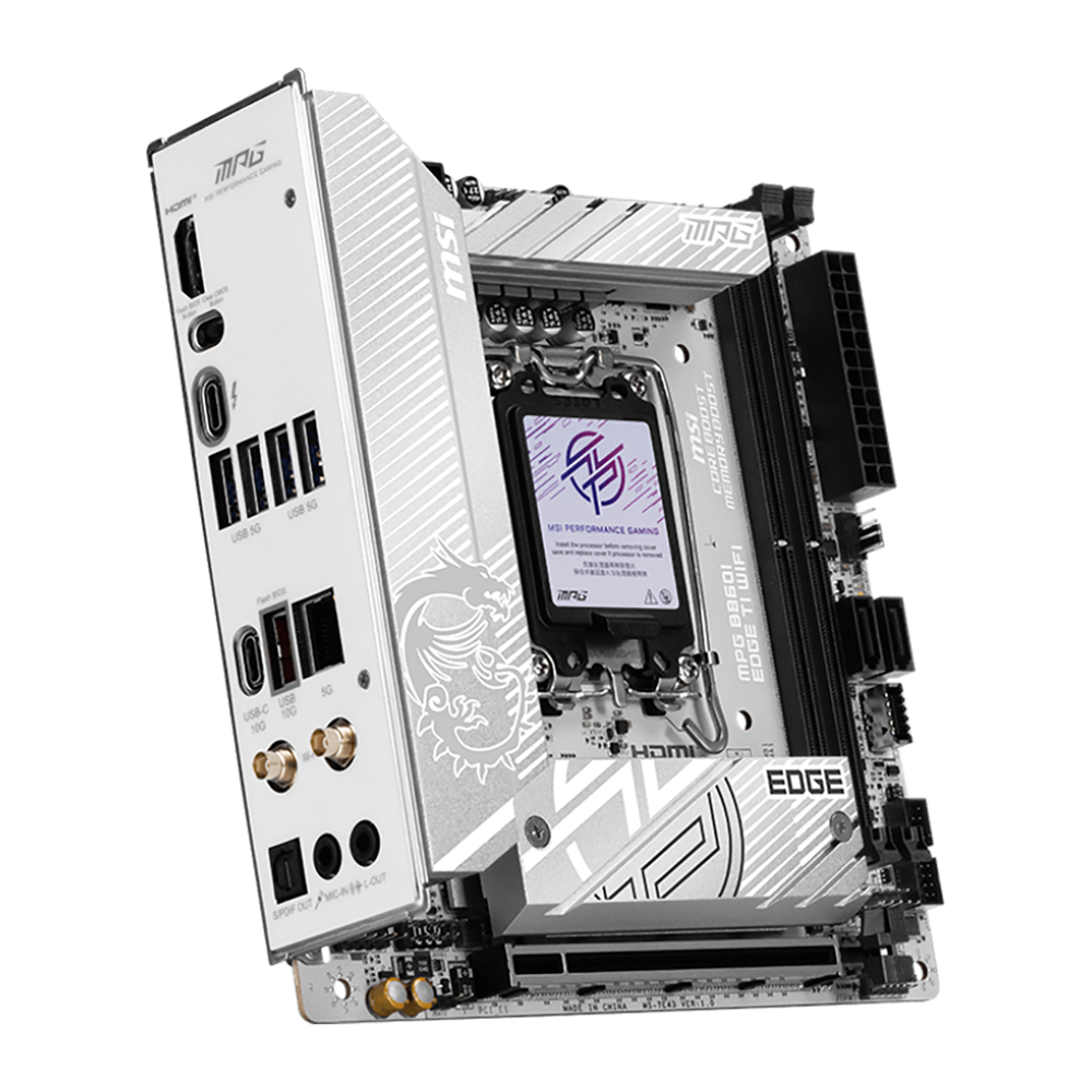 Материнская плата MSI MPG B860I EDGE TI WIFI B860, LGA1851, 2*DDR5, 1*PCIEx16, 2*M.2, 2*TypeC, 1*USB