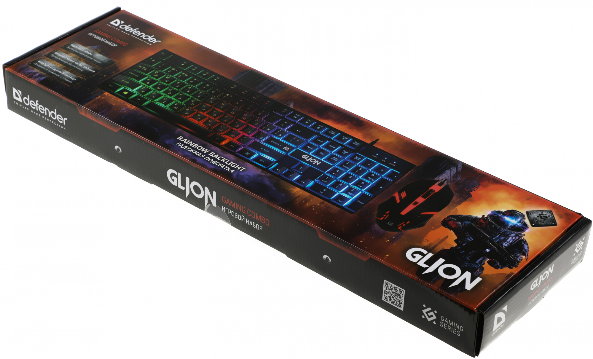 Клавиатура + мышь Defender Glion клав:черный мышь:черный/красный USB LED (45123)