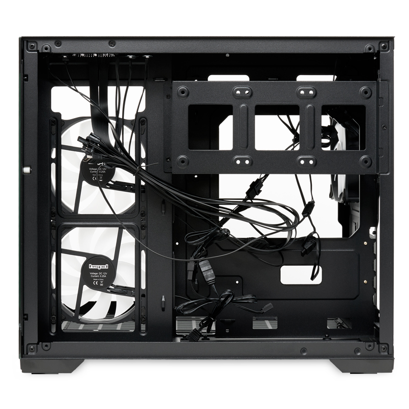 Корпус HSPD F330, Panoramic Mini-tower, Black, TG, 0.5 SPCC, 3x120mm ARGB mATX, mITX 160/400/200mm 1