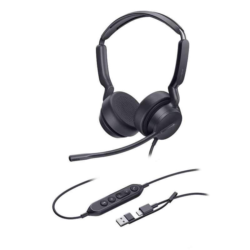 Гарнитура проводная Yealink UH42 Dual UC USB-C/A черный