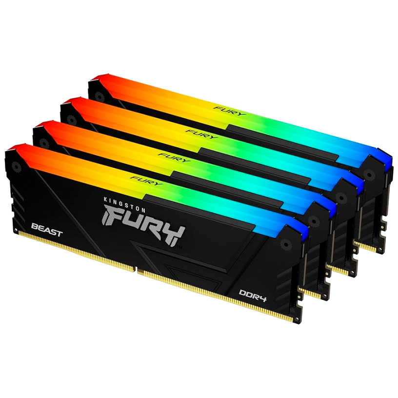 Память DDR4 4x32GB 3600MHz Kingston KF436C18BB2AK4/128 Fury Beast Black RGB RTL Gaming PC4-28800 CL1