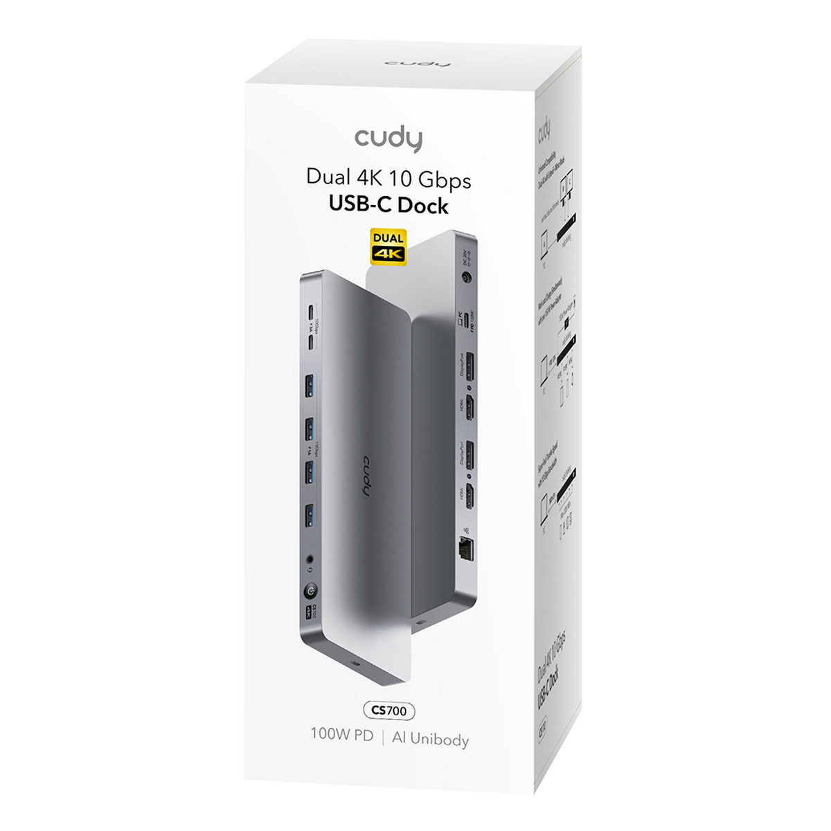 Док-станция Cudy CS700 13 в 1 для двух мониторов 4K с портом USB-C 10 Гбит/с и блоком питания 150 Вт