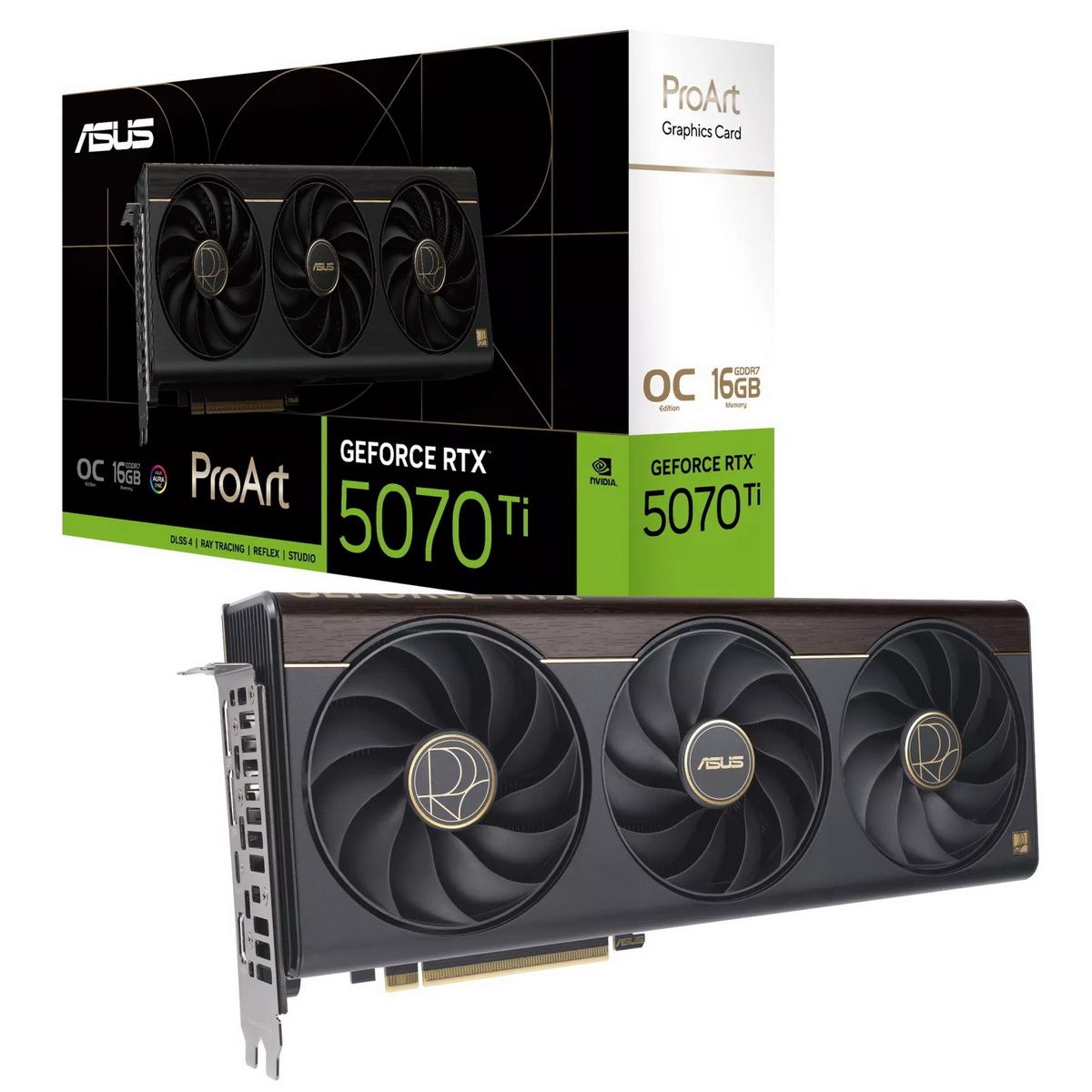 Видеокарта Asus PCI-E 5.0 PROART-RTX5070TI-O16G NVIDIA GeForce RTX 5070TI 16Gb 256bit GDDR7 2588/280