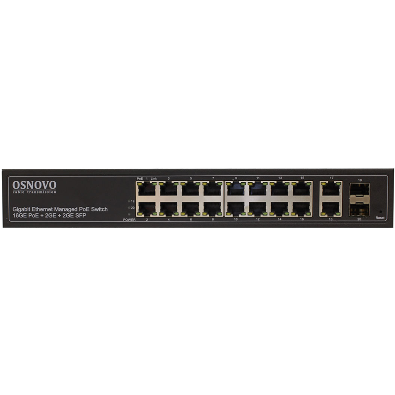 Коммутатор Osnovo SW-8182/L(300W) (L2+) 20x1Гбит/с 2SFP 16PoE 300W управляемый