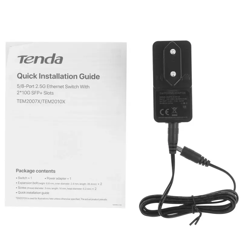Коммутатор Tenda TEM2010X (L2) 8x2.5Гбит/с 2SFP+ неуправляемый
