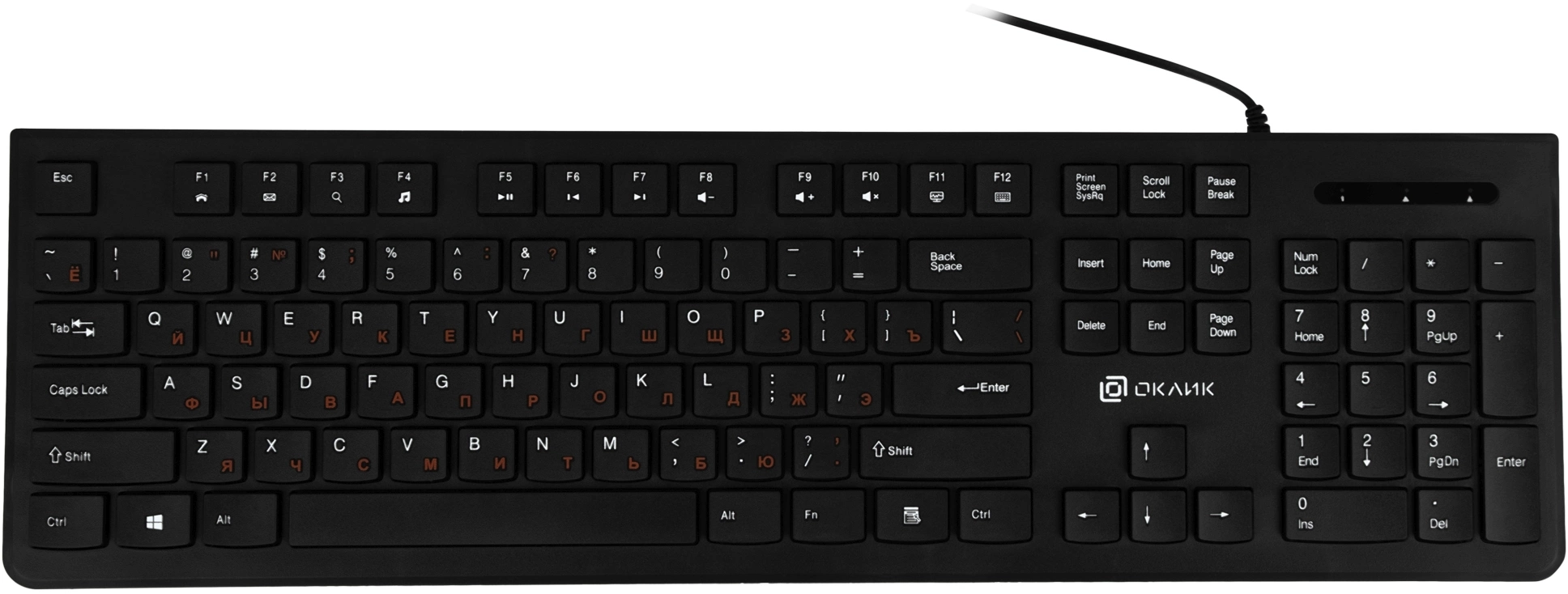 Клавиатура Оклик 505M черный USB slim (1196544) кабель 1.5м