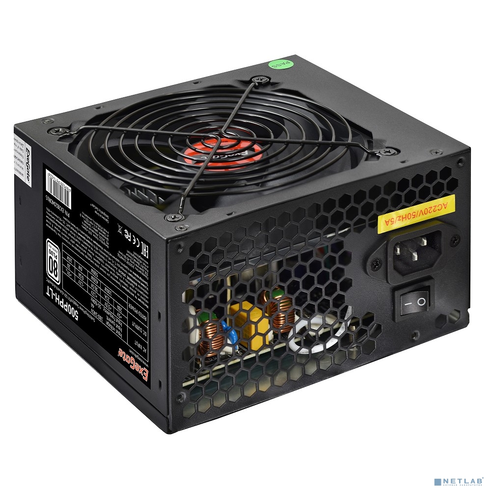 Exegate EX282040RUS-OEM Блок питания 500W ExeGate 500PPH-LT OEM, ATX, black, 80+, APFC, 12cm, 24p, (