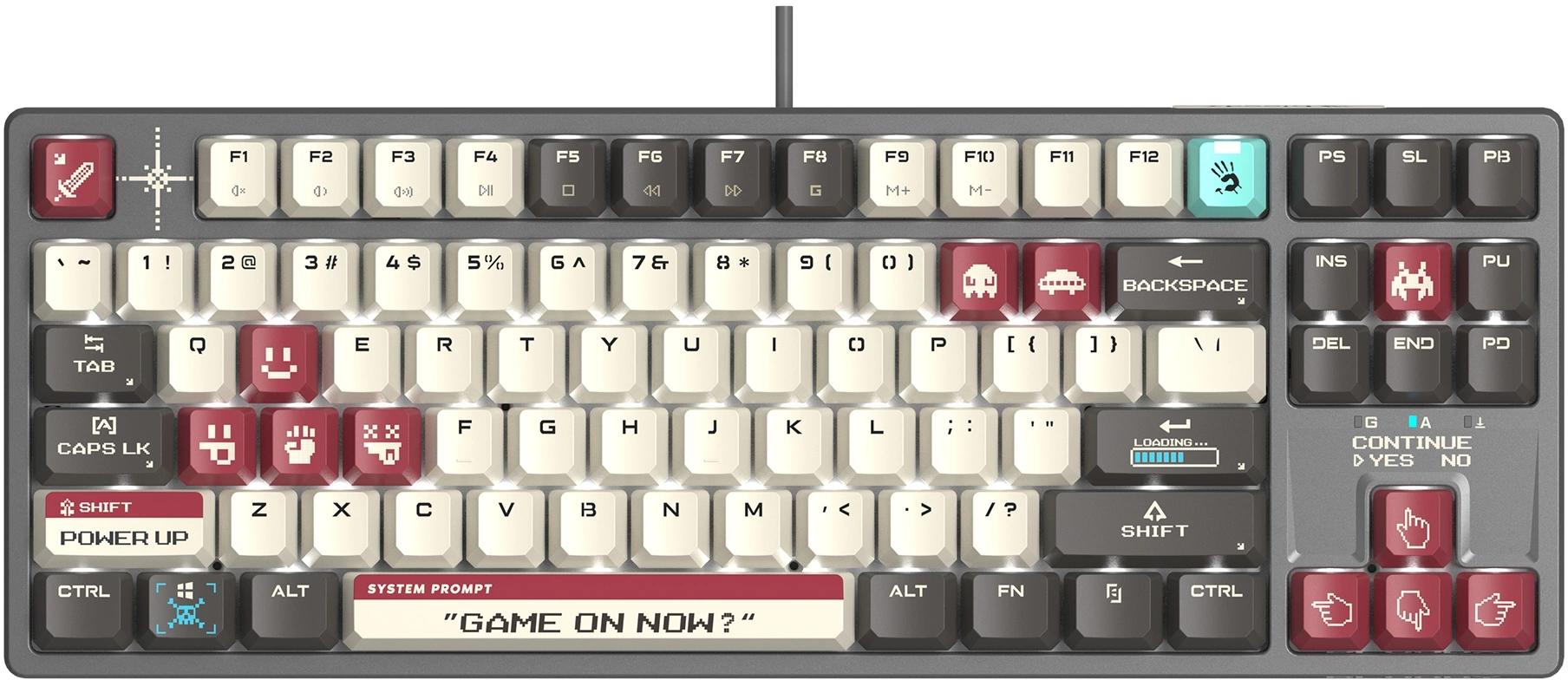 Клавиатура A4Tech S87 Pixels механическая серый/белый USB for gamer LED кабель 1.8м