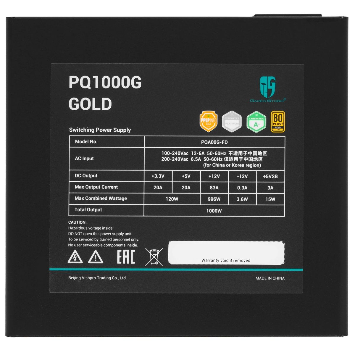 Блок питания Deepcool ATX 1000W GamerStorm PQ1000G Gen.5 80+ gold (20+4pin) APFC 120mm fan 9xSATA Ca