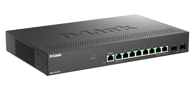 Коммутатор D-Link Управляемый L2 коммутатор, 8x2.5GBase-T, 2x10GBase-X SFP+, защита от статического 