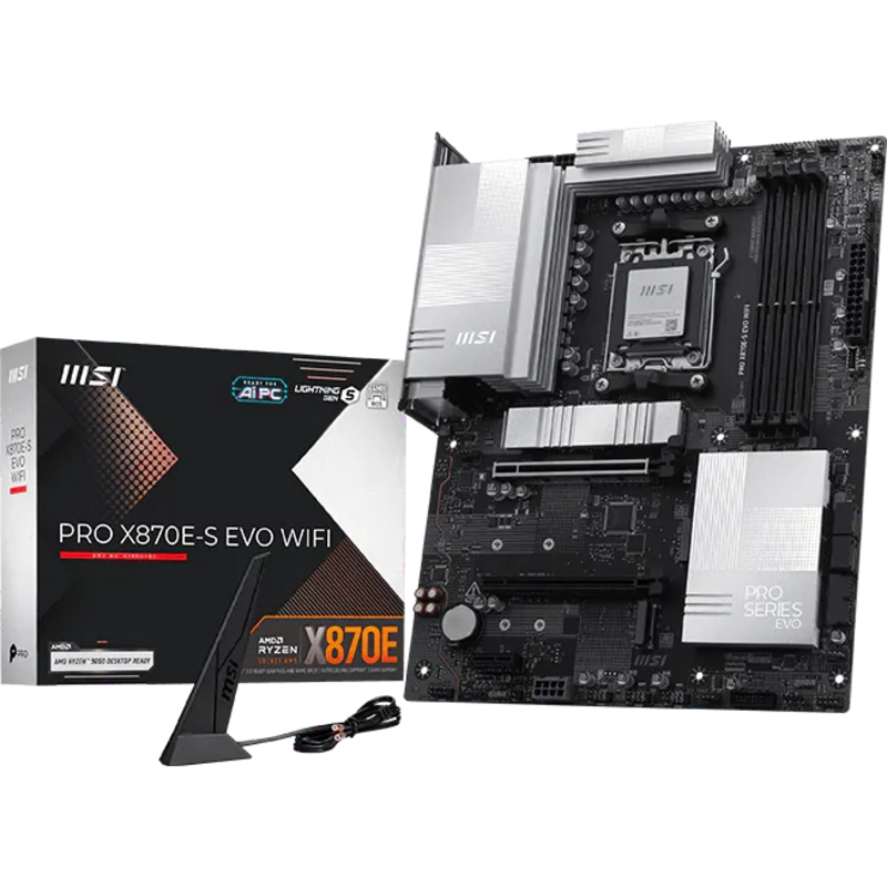 Материнская плата PRO X870E-S EVO WIFI MSI Socket AM5 AMD X870E 4xDDR5 ATX AC`97 8ch(7.1) 5Gigabit R
