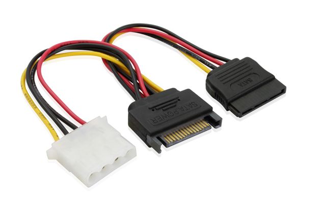 Кабель питания-разветвитель SATA GCR, SATA 15pin / MOLEX 4pin / SATA 15pin