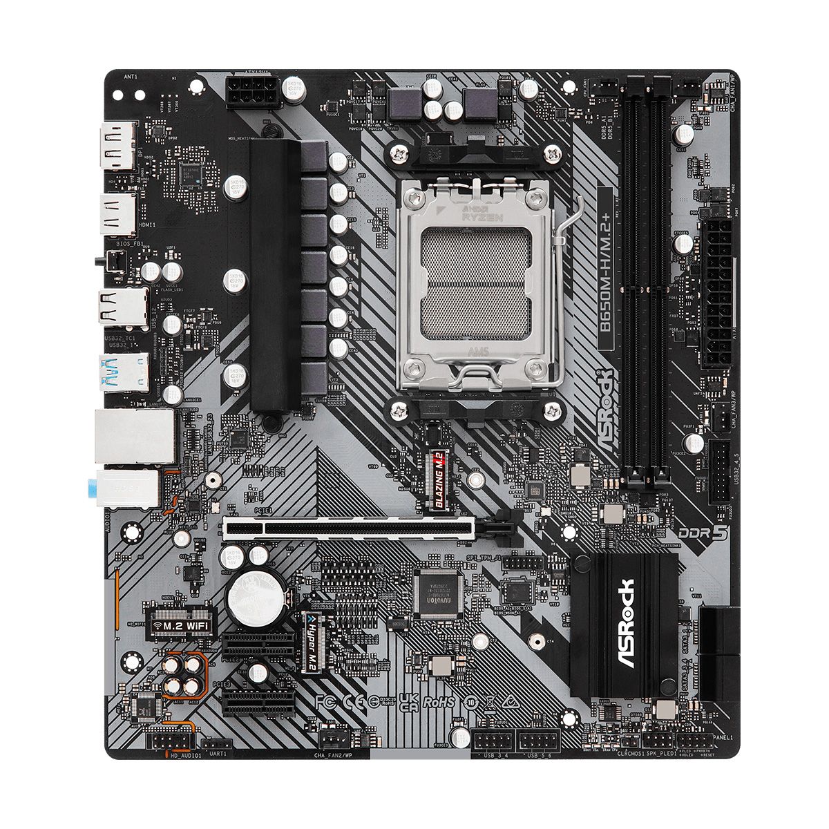 Материнская плата Asrock B650M-H/M.2+ Socket AM5 AMD B650 2xDDR5 mATX AC`97 8ch(7.1) GbLAN RAID+HDMI