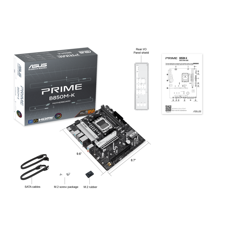 Материнская плата Asus PRIME B850M-K Socket AM5 AMD B850 2xDDR5 mATX AC`97 8ch(7.1) 2.5Gg RAID+HDMI+