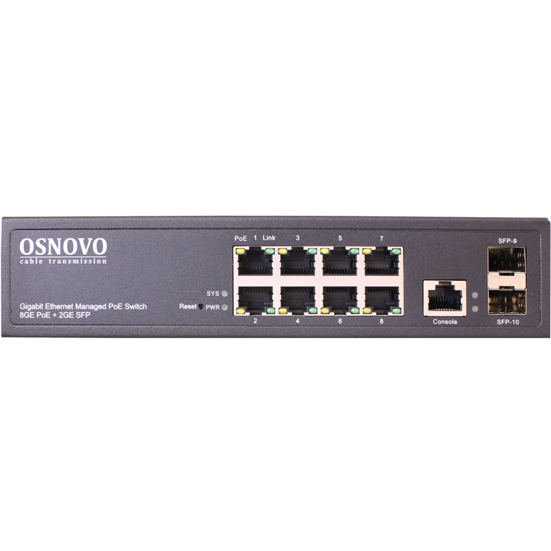 Коммутатор Osnovo SW-80802/L(150W) (L2) 8x1Гбит/с 2SFP 8PoE+ 150W управляемый