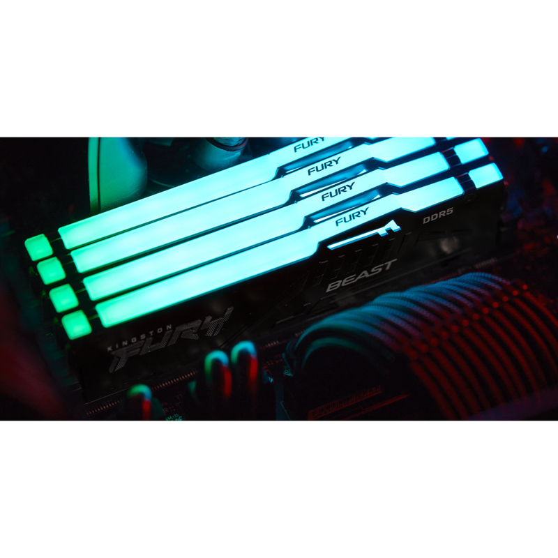 Память оперативная Kingston 64GB 6000MT/s DDR5 CL40 DIMM (Kit of 4) FURY Beast RGB XMP