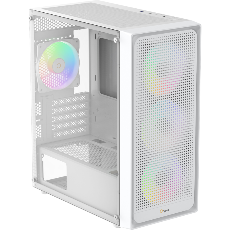 Корпус Ocypus Gamma C50 WH ARGB, Mini-Tower, TG, 4x120mm ARGB, 1xUSB-A 3.0 + 2xUSB 2.0, mATX, mITX W