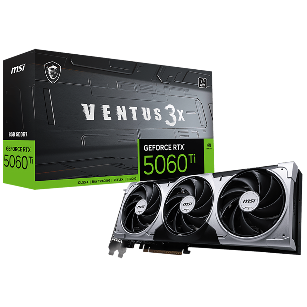 Видеокарта MSI PCI-E 5.0 RTX 5060 TI 8G VENTUS 3X NVIDIA GeForce RTX 5060TI 8Gb 128bit GDDR7 2572/28
