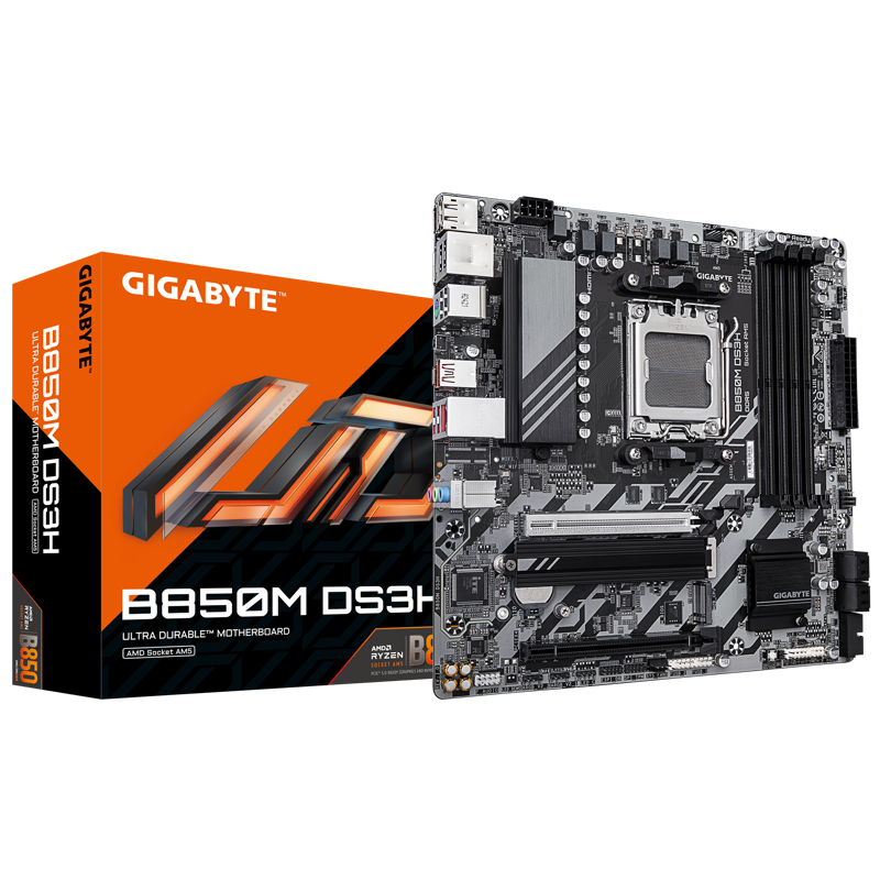 Материнская плата Gigabyte B850M DS3H Socket AM5 AMD B850 4xDDR5 mATX AC`97 8ch(7.1) 2.5Gg RAID+HDMI