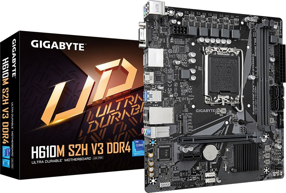 Материнская плата Gigabyte H610M S2H V3 DDR4 Soc-1700 Intel H610 2xDDR4 mATX AC`97 8ch(7.1) GbLAN+VG