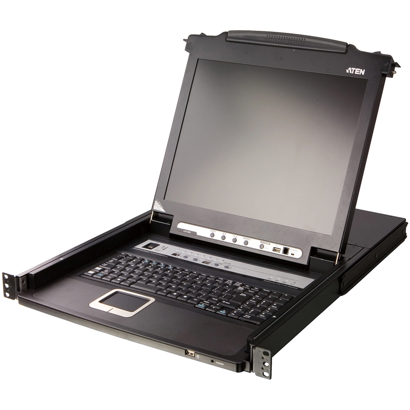 ATEN CL5708iMR Переключатель, электрон., KVM,  2 user консоль LCD 17" => 8 cpu PS2/USB+VGA, с KVM-шн
