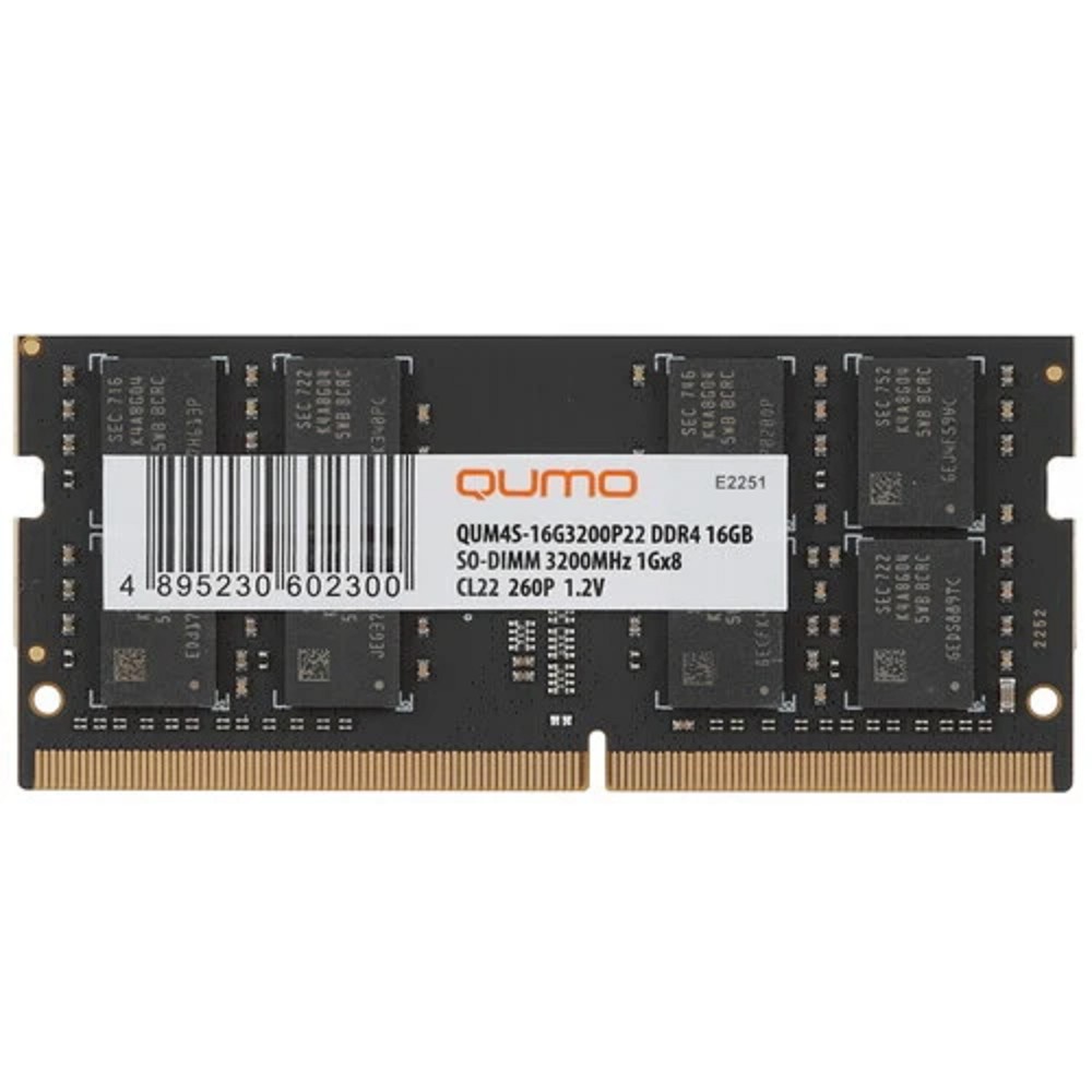 Модуль оперативной памяти Qumo QUM4S-16G3200P22 — Оперативная память 16 ГБ DDR4 3200 МГц SODIMM CL22 ( )