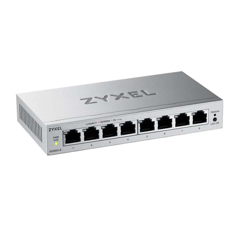 Коммутатор Web Smart L2 коммутатор Zyxel GS1200-8v3, 8xGE, настольный, бесшумный