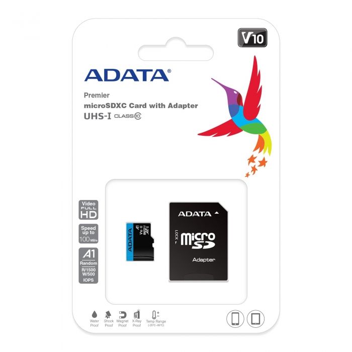 Флеш карта microSDXC 64GB A-Data AUSDX64GUICL10A1-RA1 Premier Pro + adapter