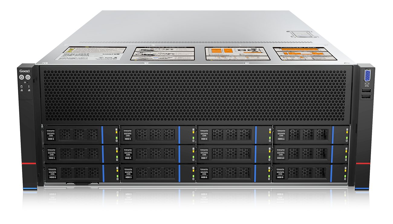 Серверная платформа/ Gooxi SY4104G-D12R-NV-G4 GPU solution 4U 12bay server platform based on Intel Gen 4th; 2* 2700W PSU, rail kits, EU power cables