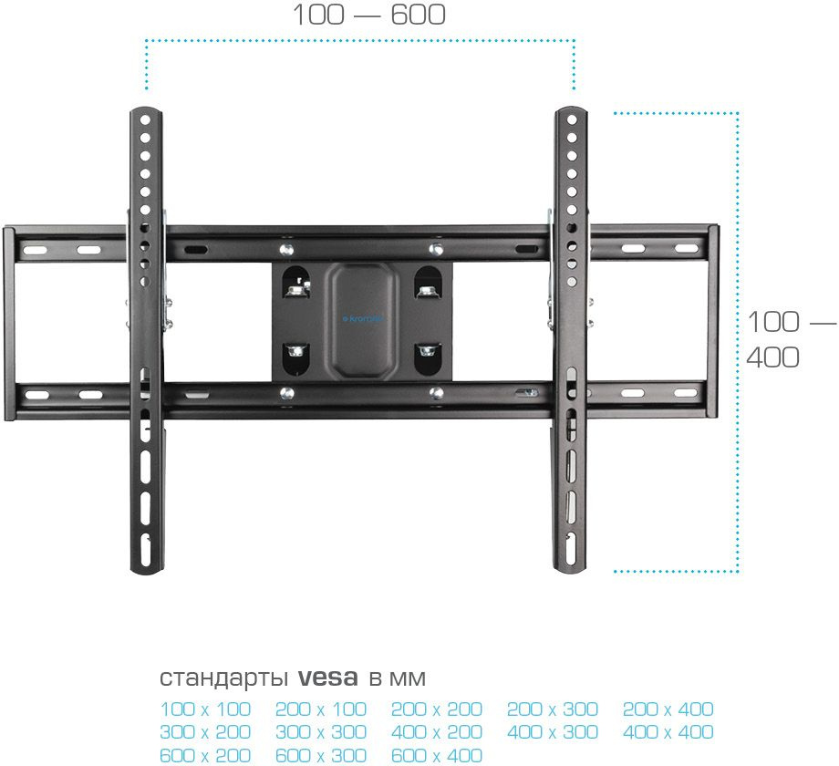 Кронштейн для телевизора Kromax OPTIMA-409 черный 32"-65" макс.45кг настенный поворотно-выдвижной и 