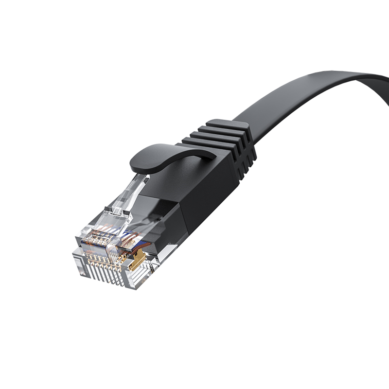 Патч-корд PROF плоский прямой 3.0m, UTP медь кат.6, черный, 30 AWG, ethernet high speed 10 Гбит/с, R