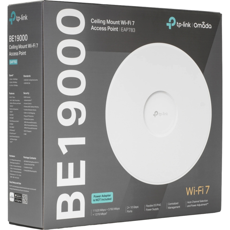 беспроводная точка доступа TP-Link EAP783, Omada  BE19000 Ceiling Mount Tri-Band Wi-Fi 7 Access Poin