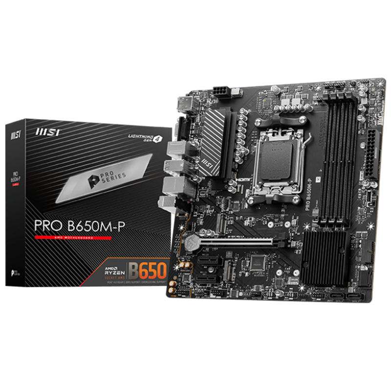Материнская плата MSI PRO B650M-P Socket AM5 AMD B650 4xDDR5 mATX AC`97 8ch(7.1) 2.5Gg RAID+VGA+HDMI