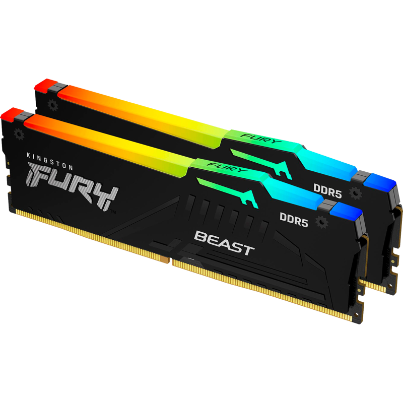Модуль памяти Kingston 64GB DDR5 5600 FURY Beast Black RGB EXPO Non-ECC Unbuffered DIMM (Kit 2*32gb)