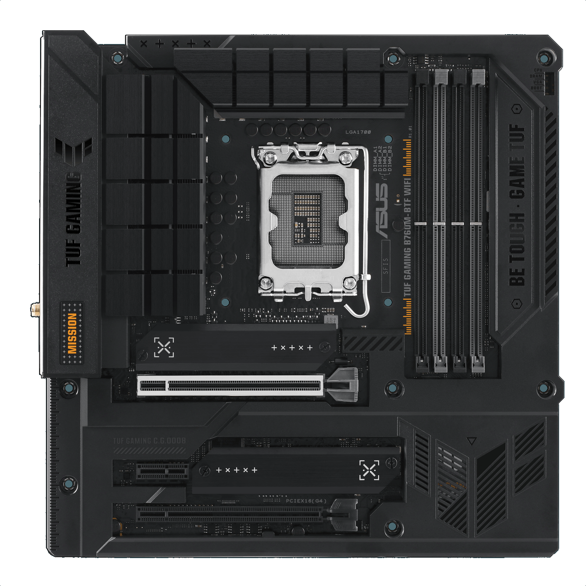 Материнская плата ASUS TUF GAMING B760M-BTF WIFI LGA1700 mATX 4xDDR5 2хPCIEx16 PCIEx1 2xM.2 3xUSB-C 