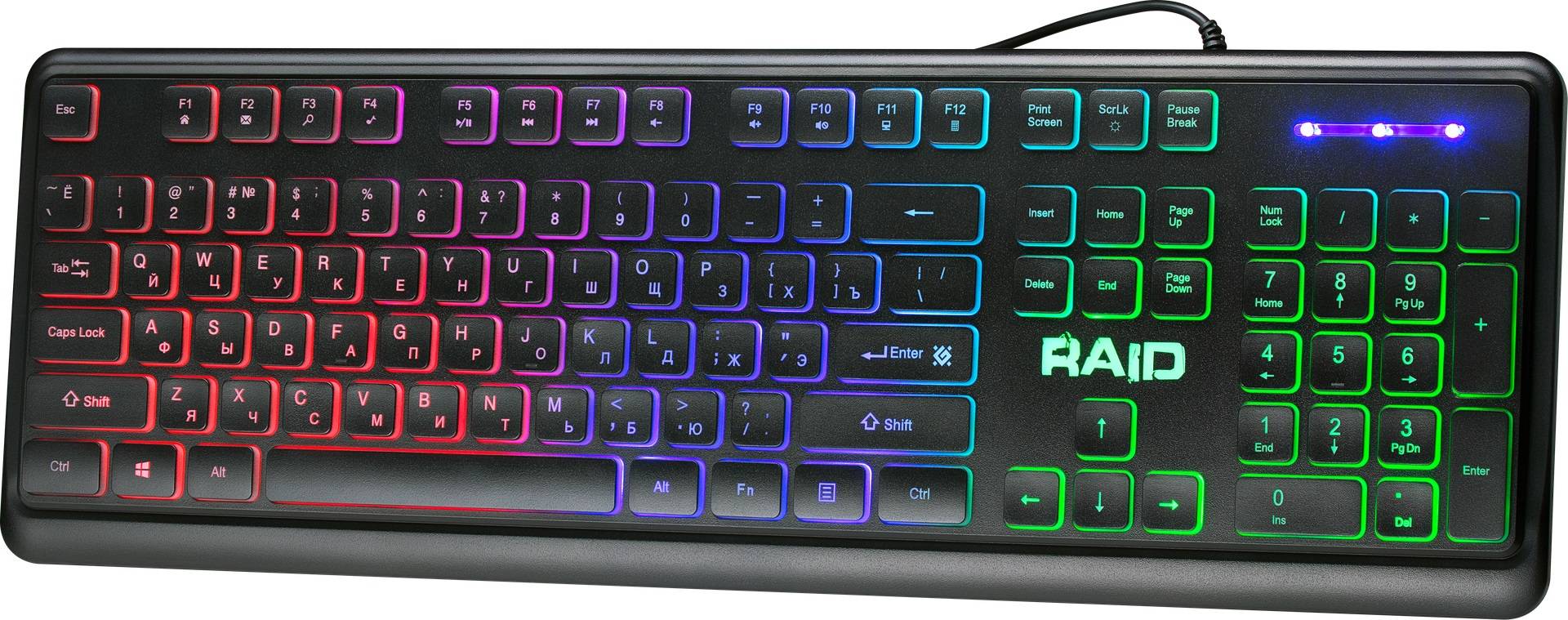 Клавиатура Defender Raid GK-778DL черный USB slim for gamer LED