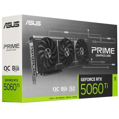 Видеокарта Asus PCI-E 5.0 PRIME-RTX5060TI-O8G NVIDIA GeForce RTX 5060TI 8Gb 128bit GDDR7 2617/28000 